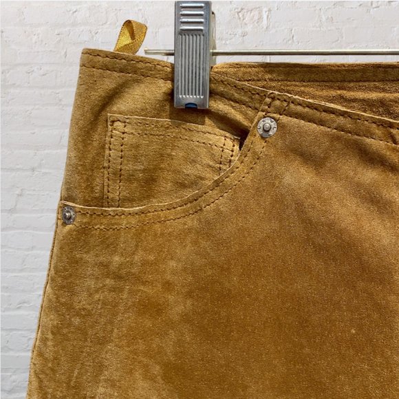 VINTAGE HEART MOON STAR -- Leather Jeans, Chamois Colored, Soft Suede-Feel - Picture 4 of 13